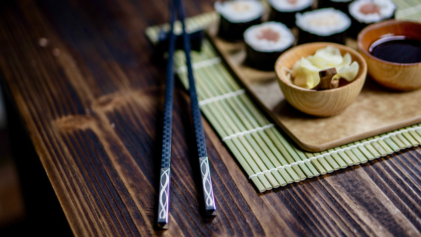 Luxury Chopsticks  Silver-Wrapped Sandalwood Chopsticks